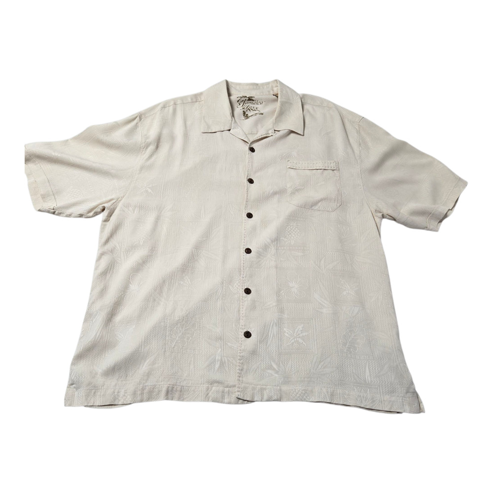Jamaica Jaxx Men's Short Sleeve Silk Shirt XXL Cream 100% Silk